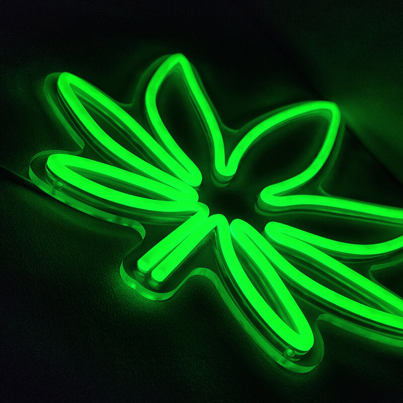 Hanfblatt LED Schild (USB-32x35cm)