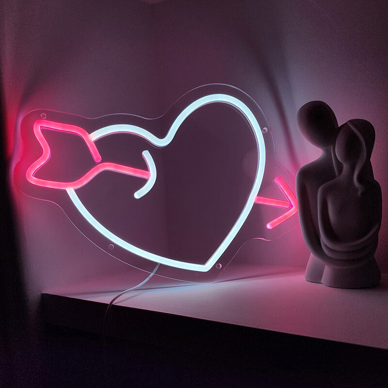 💘"Love Arrow" LED-Neonschild (25x35cm)(USB)