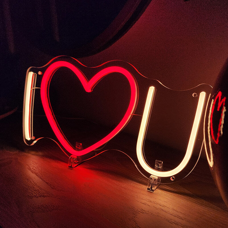 "I❤️U" LED-Leuchtschild (19,5x38,5cm)(USB)