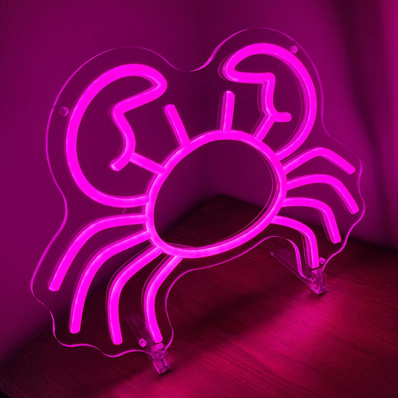 Pinke Neonkrabbe LED Schild (26,5x35cm)(USB)