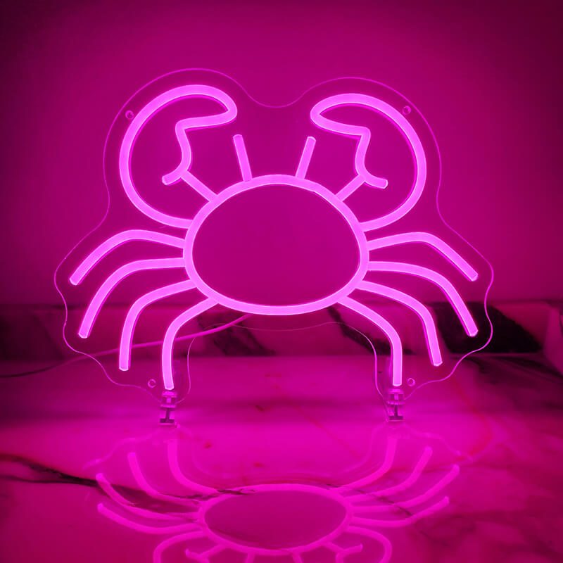 Pinke Neonkrabbe LED Schild (26,5x35cm)(USB)