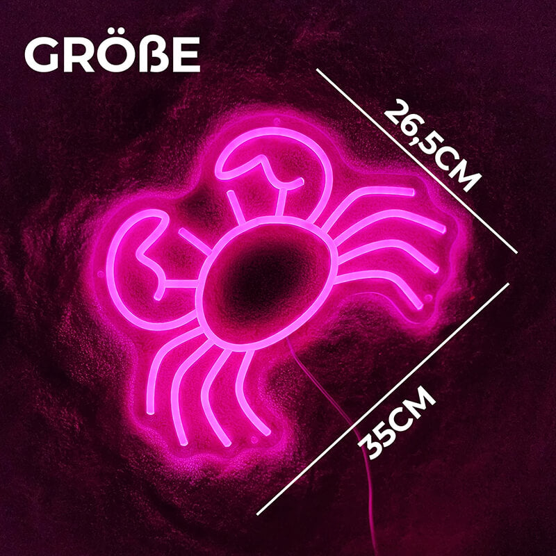 Pinke Neonkrabbe LED Schild (26,5x35cm)(USB)