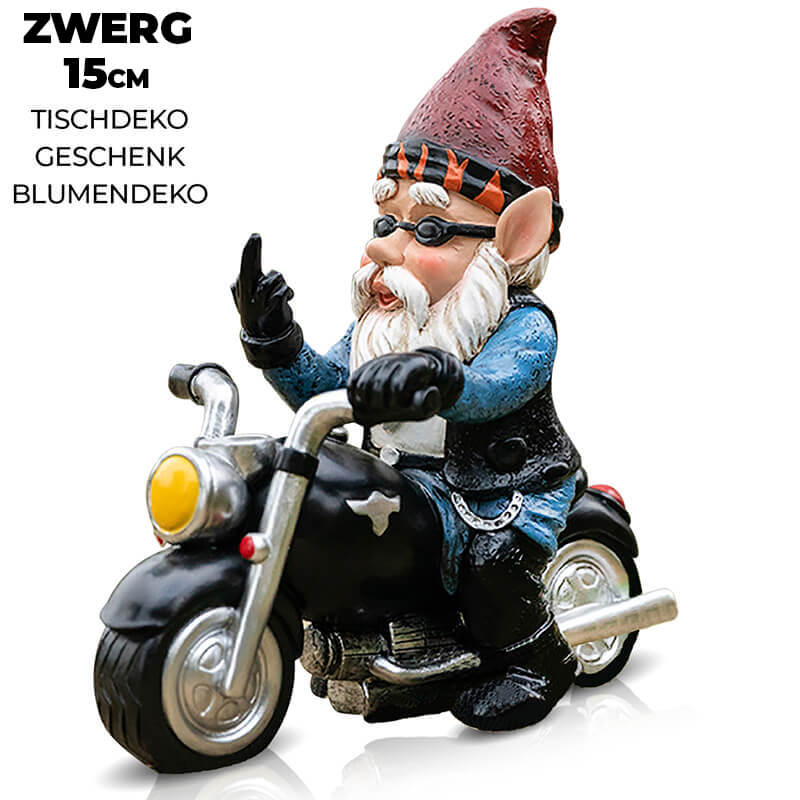 Frecher Biker Zwerg Gartendeko