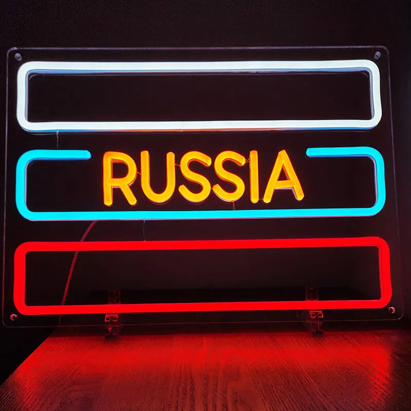 Russische Flagge LED Neon Schild USB (40x29cm)