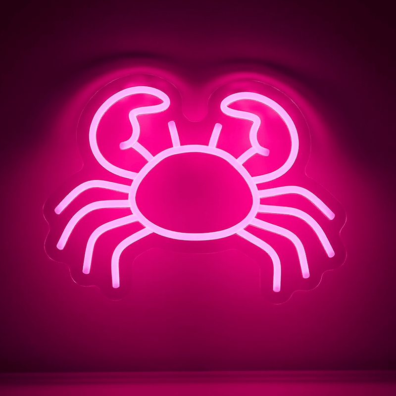 Pinke Neonkrabbe LED Schild (26,5x35cm)(USB)