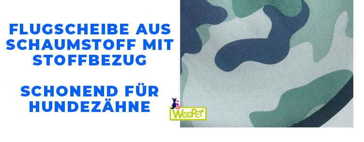 Zähneschonende Flugscheibe aus Schaumstoff mit Stoffbezug von WooPet bayondo