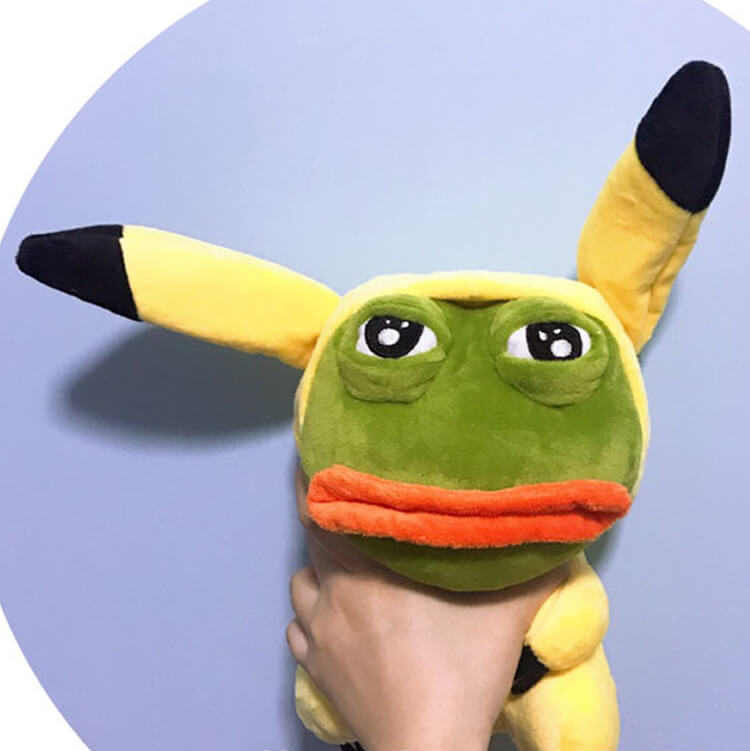 Lustiges Plüschtier "PEPE der traurige Frosch" + Schlafmaske