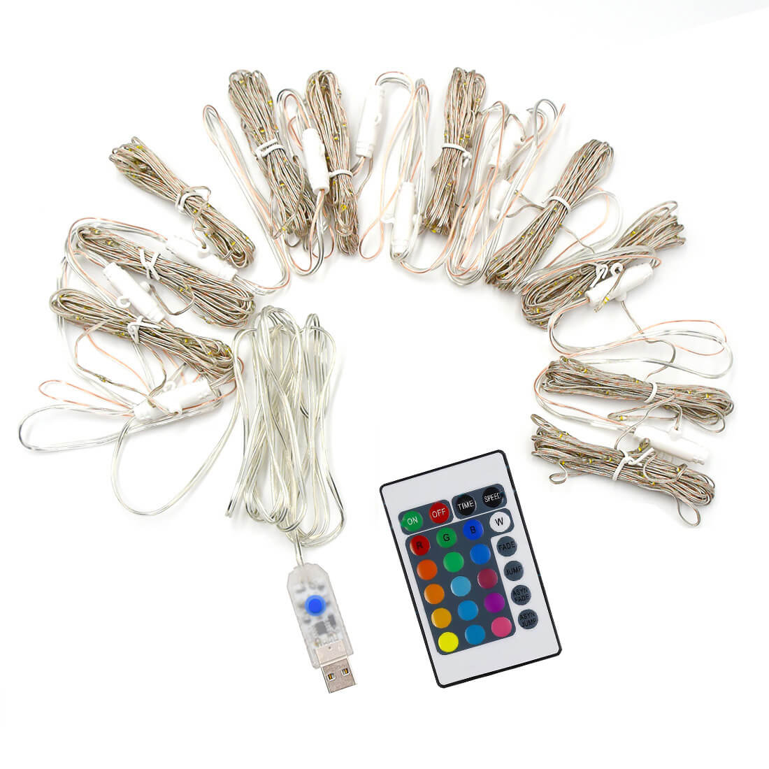 200 LED’s, USB Hängelichter LIGHTPOP – 3x3 Meter mit Fernbedienung und Soundsensor bayondo
