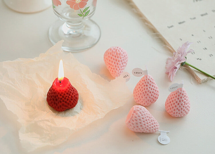 🍓 VISSY Duftkerzen "frische Erdbeeren"- BIG PACK 16/24 Stück aus Soja Wachs