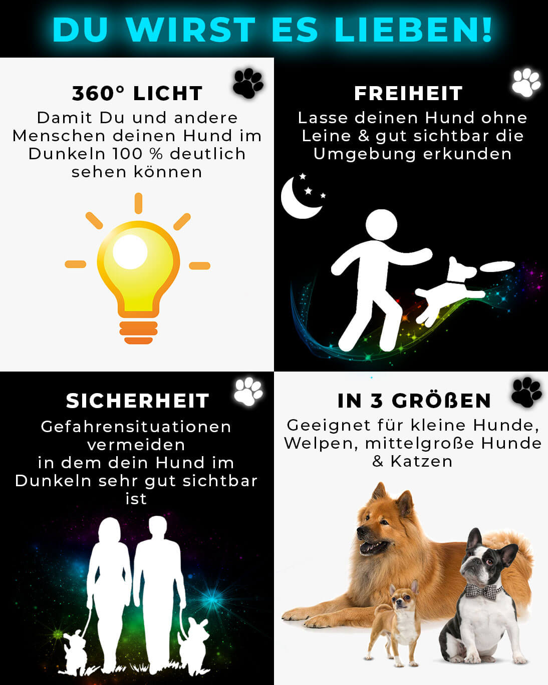 LED Sicherheitsgeschirr für kleine Hunde und Welpen