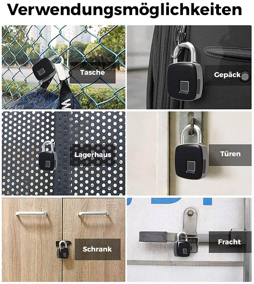 Wasserdichtes Vorhängeschloss mit Fingerabdruck-Scan und Bluetooth-APP