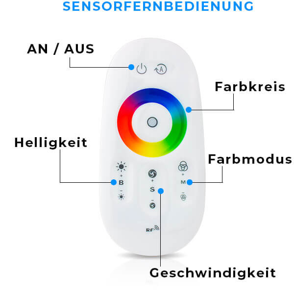 "RELAX" dimmbare Ringleuchte, Farbtherapie Licht, Dekoration in Schwarz oder Weiß
