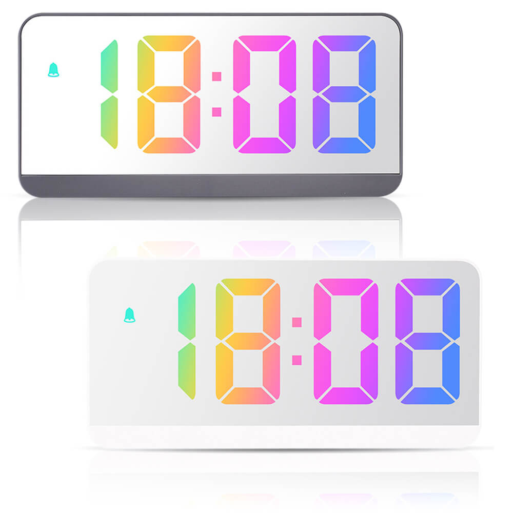 *NEU* Farbige LED Spiegel-Uhr