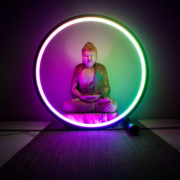 "RELAX" dimmbare Ringleuchte, Farbtherapie Licht, Dekoration in Schwarz oder Weiß
