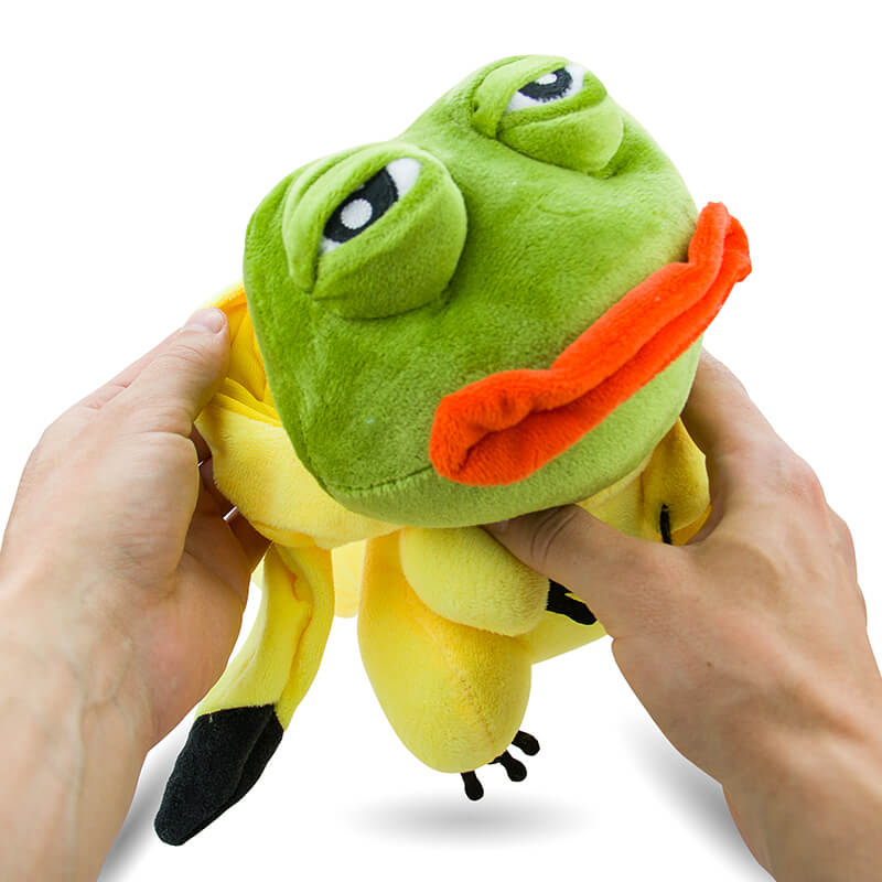 Lustiges Plüschtier "PEPE der traurige Frosch" + Schlafmaske