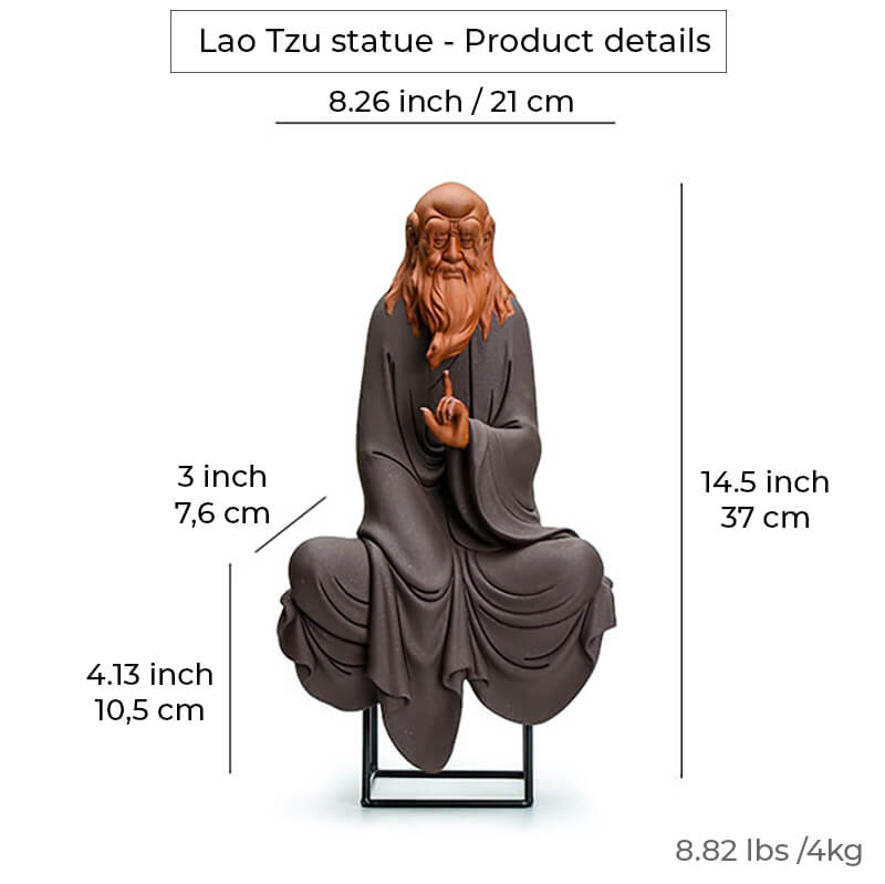 Premium Handarbeit - "Lao Tzu" Statue aus Keramik in hochwertiger Sicherheitsbox
