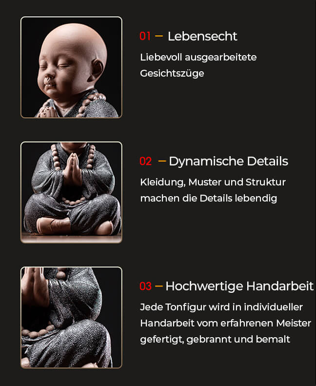 Die "Vier Grundlagen der Meditation" - Mönchsfiguren aus Tonerde