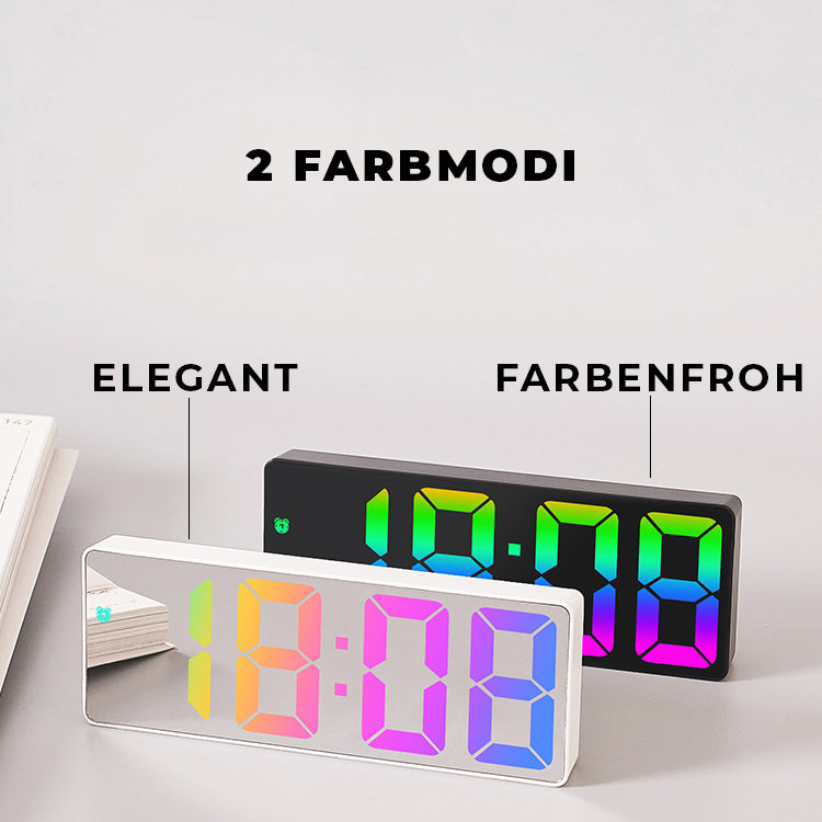 *NEU* Farbige LED Spiegel-Uhr