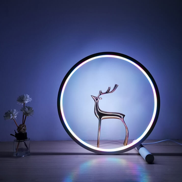 "RELAX" dimmbare Ringleuchte, Farbtherapie Licht, Dekoration in Schwarz oder Weiß