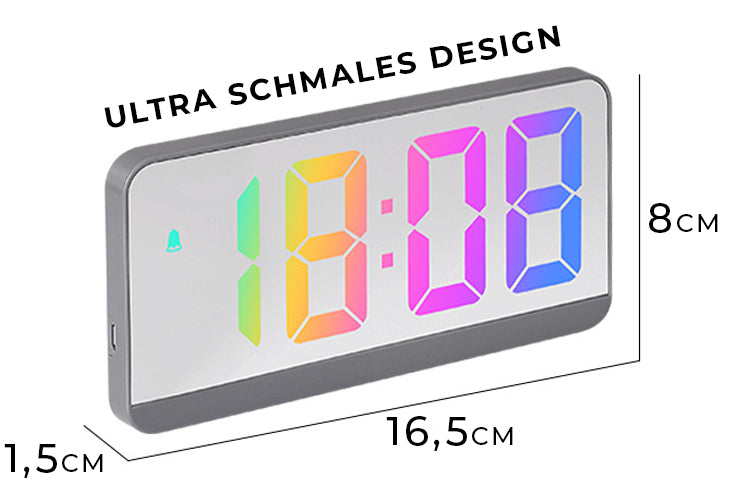 *NEU* Farbige LED Spiegel-Uhr