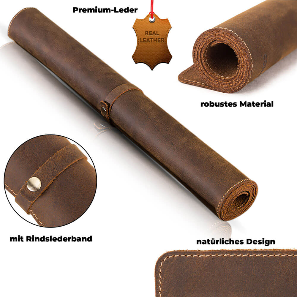 PREMIUM-XXL-Vintage Schreibtischunterlage aus Echtleder 900x450 mm