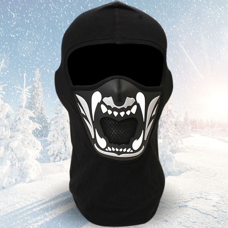 Sturmhaube aus Baumwolle mit Silikonmuster und atmungsaktiven Netzstoff