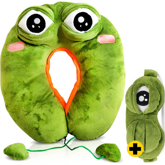 Lustiges Plüsch-Reisekissen „Pepe Sad Frog“