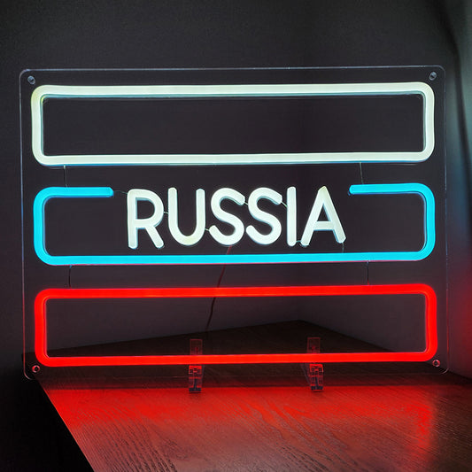 Russische Flagge LED Neon Schild USB (40x29cm)