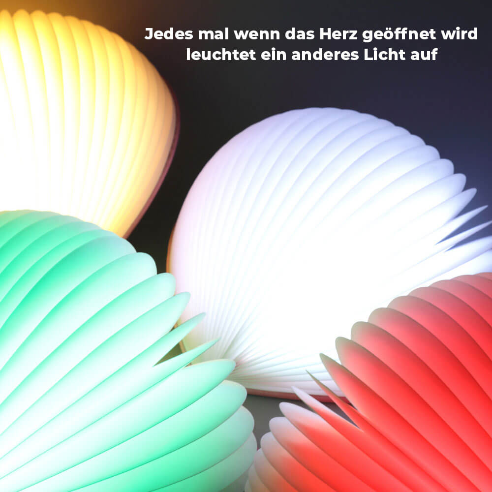 Deko-Buchlampe in Herzform mit 8 wechselnden Farben