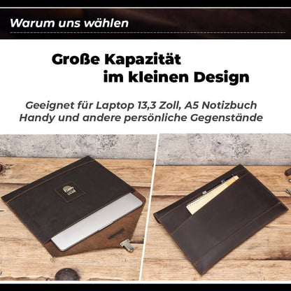 PREMIUM-Echtleder Laptophülle, passend für MacBook Air / Pro 13´, Handarbeit, Schutzhülle, weich und natürlich