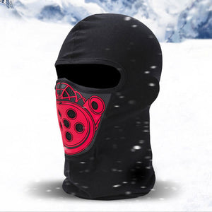PREMIUM-Sturmhaube mit Silikonmuster, Motorradmaske aus Baumwolle und atmungsaktiven Netzstoff - Skimaske, weich und natürlich (schwarz)