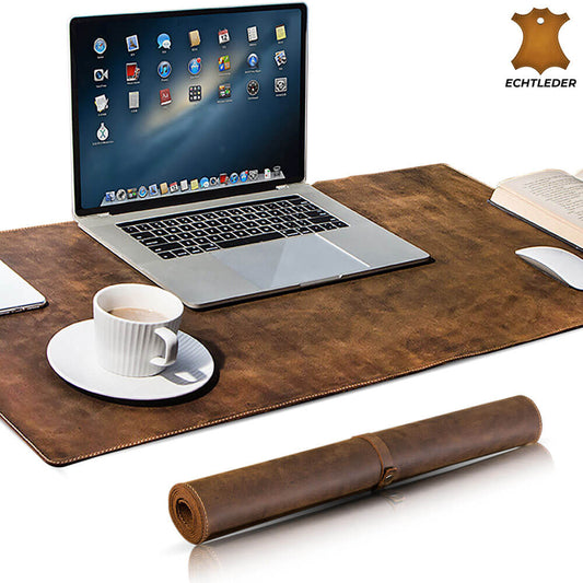 PREMIUM-XXL-Vintage Schreibtischunterlage aus Echtleder 900x450 mm