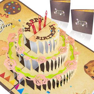 3D Happy Birthday - XL 17x17cm Popup Card mit Sprachaufnahme