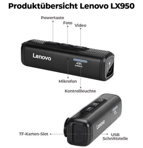 4K Kopfkamera LENOVO LX950 mit 110° Weitwinkelobjektiv & 128GB Micro SD Speicherkarte
