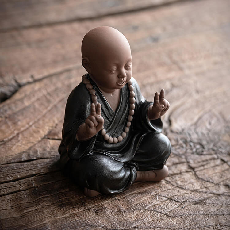 "Sechs kleine Mönche"   Hochwertige Feng-Shui Ton-Skulpturen für Glück und Harmonie im Haus