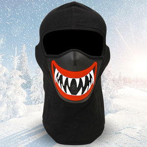 PREMIUM balaclava with silicone pattern, motorcycle mask made of cotton and breathable mesh - ski mask, soft and natural (black)