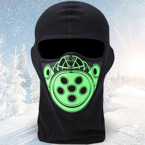 PREMIUM balaclava with silicone pattern, motorcycle mask made of cotton and breathable mesh - ski mask, soft and natural (black)